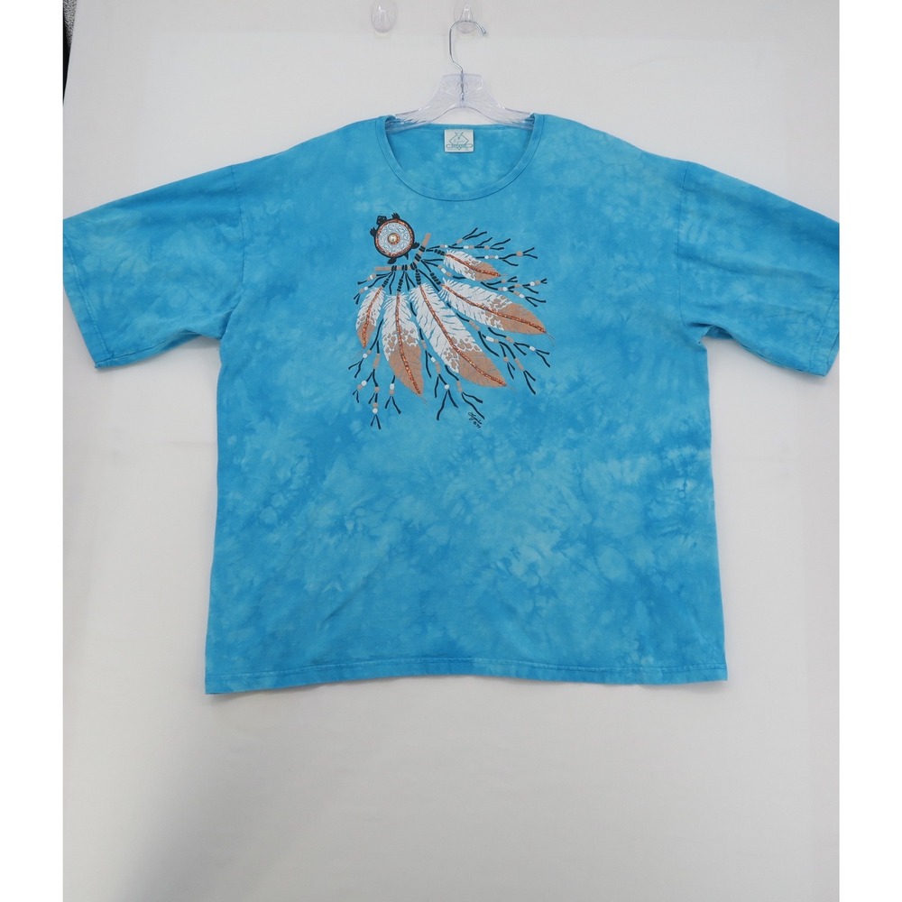 Vintage 94 Lynee Apparel Dreamcatcher Tie Dye T-Shirt XL Blue Cotton USA Made